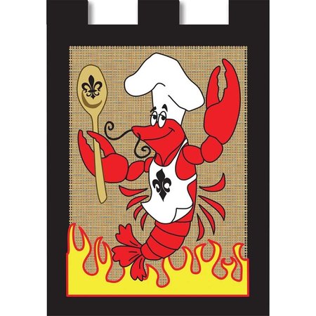 DICKSONS Burlap Crawfish Chef Garden Flag 01803